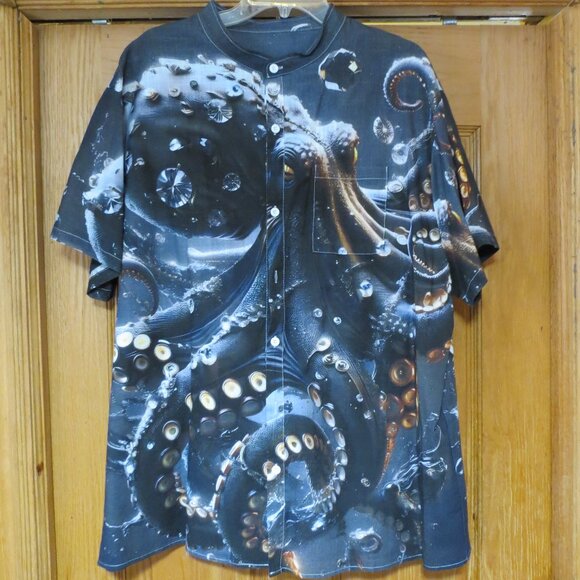 Men’s Hawaiian style Octopus print casual shirt Size 2 XL - Picture 1 of 8